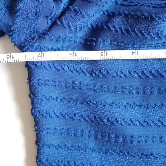 Ann Taylor Textured Semi-Sheer Mini Dress XS Blue Striped Lined  50off3 - Picture 5 of 7